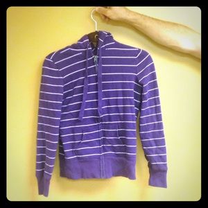 Light Zip-up Sweatshirt, Purple/White Striped